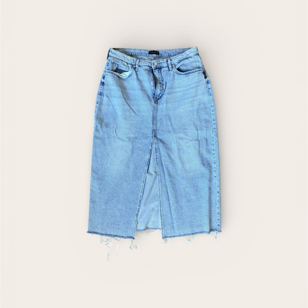 Light Blue Denim Midi Skirt